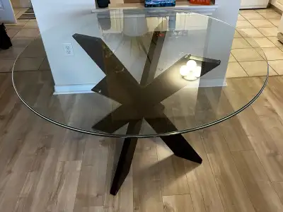 Circular glass dining table, View more