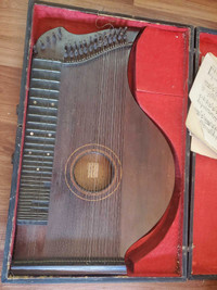 German Zither Rosewood? With case for display or repair 
