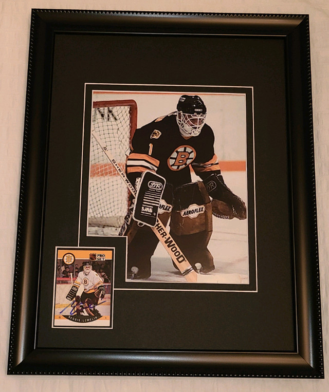 Reggie Lemelin Signed Framed Boston Bruins Card/Photo Combo  in Arts & Collectibles in City of Toronto