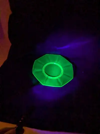 VTG uranium octagon plate green glass vaseline 7.75", View more
