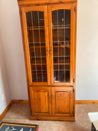Lead glass Knotty pine Display Cabinet