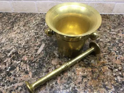Antique Brass Apothecary Mortar & Pestle, View more