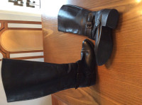 Ladies black leather riding boots