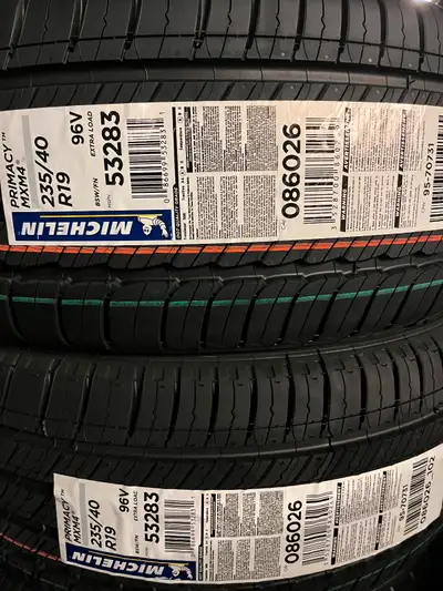 New pair of 235 40 19 Michelin all season tires. Tires are brand new never been mounted or used and...