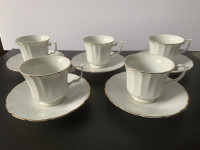 Rare set of 5 Vintage H 9 Peacock Stamped Tea Cups