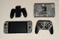 Nintendo Switch, 4 games, pro controller, and case.