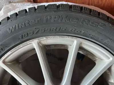 4 studded winter tires on rim. Barely used for two season. Excellent tread. Originally paid $1000 ju...