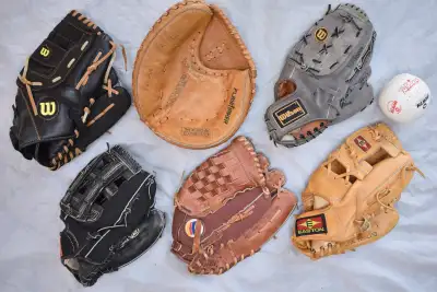 Baseball Gloves Lot – 6 Left-Hand Gloves for Right-Hand Throwers, View more