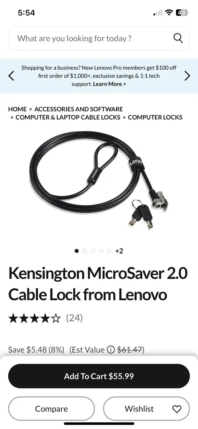NEW Kensington MicroSaver Cable Lock from Lenovo in Laptop Accessories in Oakville / Halton Region - Image 4