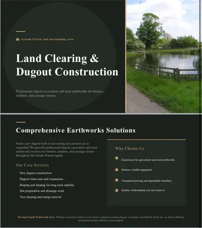 New equipment , quality construction, book your pond or clearing project with us. Please call 780-29...