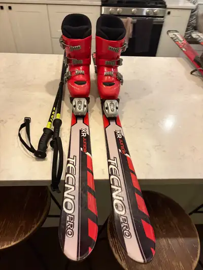 Downhill skis set 120cm with size 3 or 22 boots, View more