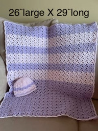 Couverture avec bonnet pour bébé /Crochet baby blanet with beani