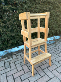 Toddler kitchen helper wooden step chair