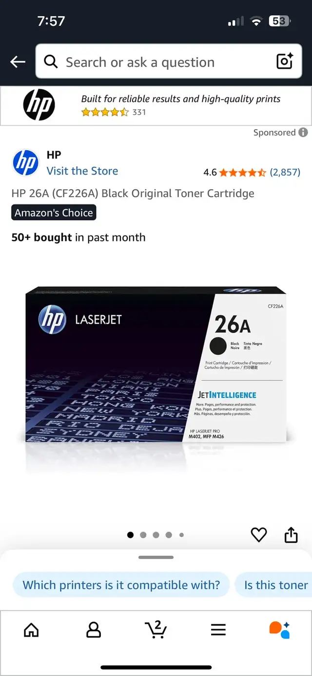 Hp laser jet black toner cartridge 26A.brand new original sealed in Printers, Scanners & Fax in Cornwall - Image 2