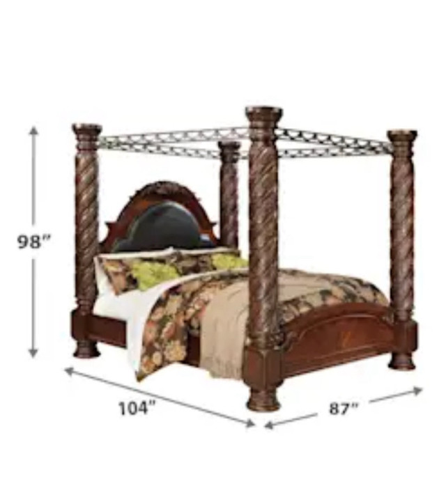 North Shore King Canopy Bed, Ashley millennium  in Beds & Mattresses in Markham / York Region - Image 2