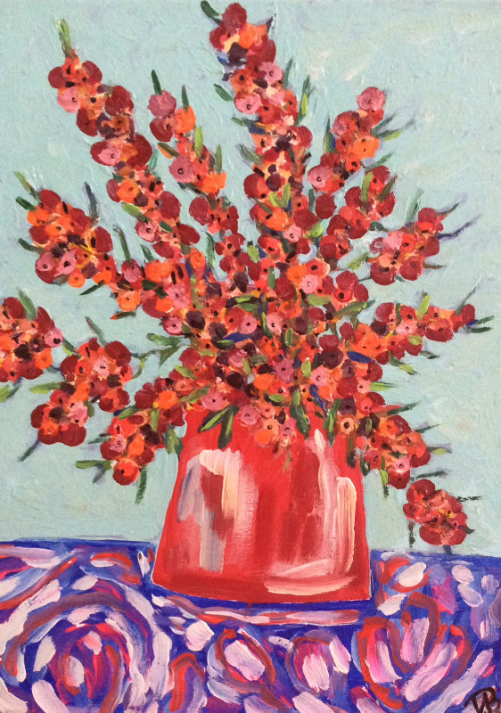 Still Life with Pyracantha Original Acrylic Painting on Canvas in Arts & Collectibles in City of Toronto