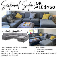 Grey Chenille Sectional U-Shaped Sofa
