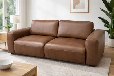 Sofa en Cuir Véritable Brun Foncé BRAND NEW, View more