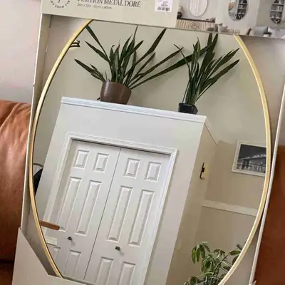 Mirror - large, gold frame, oval , View more