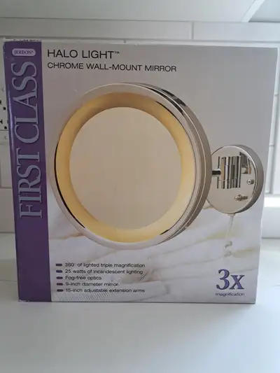 Halo Light Wall Mounted Chrome Mirror, View more