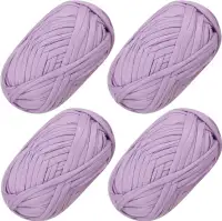4 PCS T-Shirt Yarn Elastic Fabric Crochet Cloth Yarn (Purple)