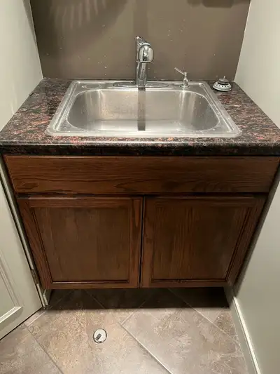 Utility sink, tap, and cabinet, View more