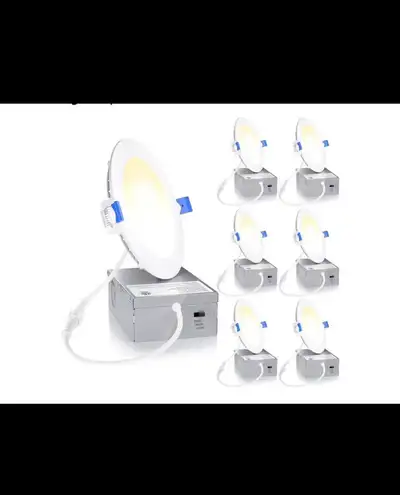 Ultra- Thin LED Recessed Ceiling Light with Junction Box (6 Pack, View more