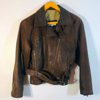 80s distressed perfecto style leather jacket