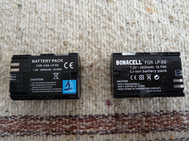 Batteries(2) LP-E6  Caméra Canon(Manufacturier autre) usagées dans Appareils photo et caméras  à Lévis