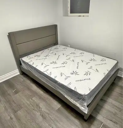 Never used !! Double bed frame and mattress , View more