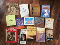 Lot of books related bible and god