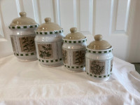 Vintage Ceramic Canister Storage 4 Piece Set Savory Thyme