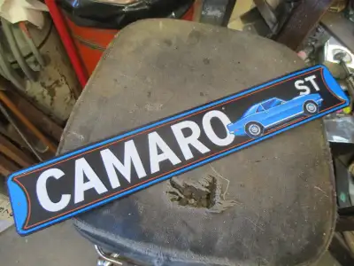 DECORATIVE CHEVY CHEVROLET CAMARO TIN SIGN $30 MANCAVE DECOR, View more