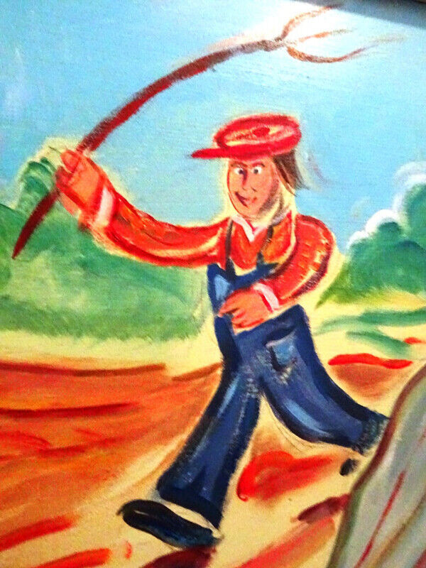 folk art painting MARITIME KEVIN CREASER farmer pigs NOVA SCOTIA in Arts & Collectibles in City of Toronto - Image 4