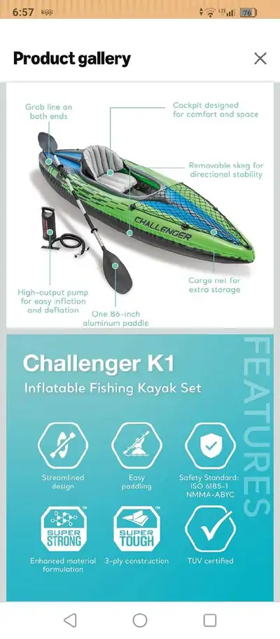 Brand new, never been on the water, single person INTEX Challenger Inflatable Kayak Series: Includes...