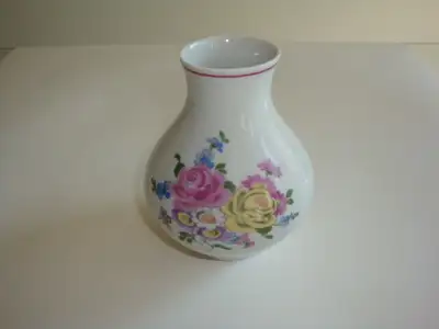 Fine Porcelain Vase with Flower Patterns Made in Germany by “Freiberger Porzellan” 5 1/2 inch high $...