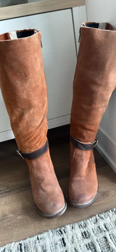 Freebird Cognac Suede Tall Boots size 8, View more