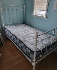 Vintage Cast Iron Twin Bed with Sealy Mattress