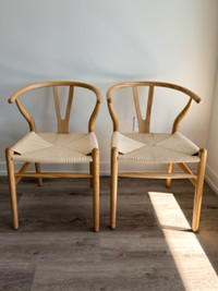A set of Wishbone Dining Chairs