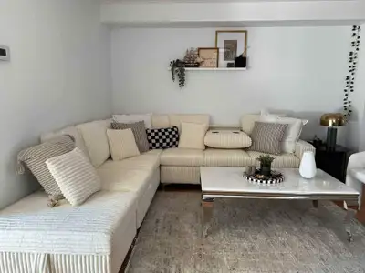 Brand new 6 Seater Italian corduroy fabric Sectional Couch with ottoman beige color Free delivery Ca...
