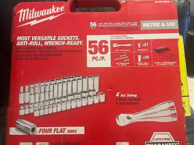 Milwaukee 3/8 metric saw ratchet and sockets with 4 flat sides, View more