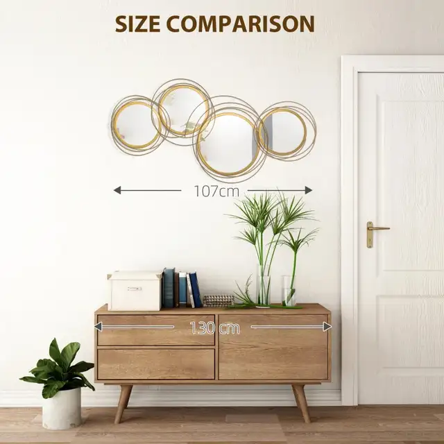 Metal Wall Art Gold Frame Circle Bathroom Mirror Decor Home Hang in Home Décor & Accents in Markham / York Region - Image 6