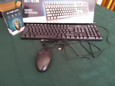 AOVIN wired keyboard and mouse.  Brand new never hooked up., View more