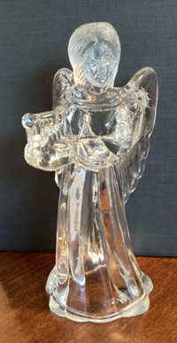 Clear Glass Angel Christmas Candle Holder