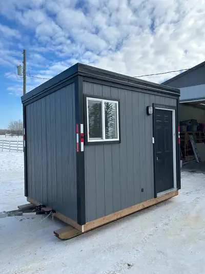 Custom built 8x10 ice fishing shack, View more