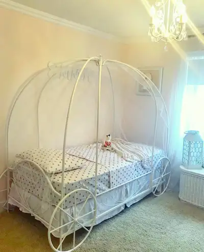 White metal carriage twin bed, View more