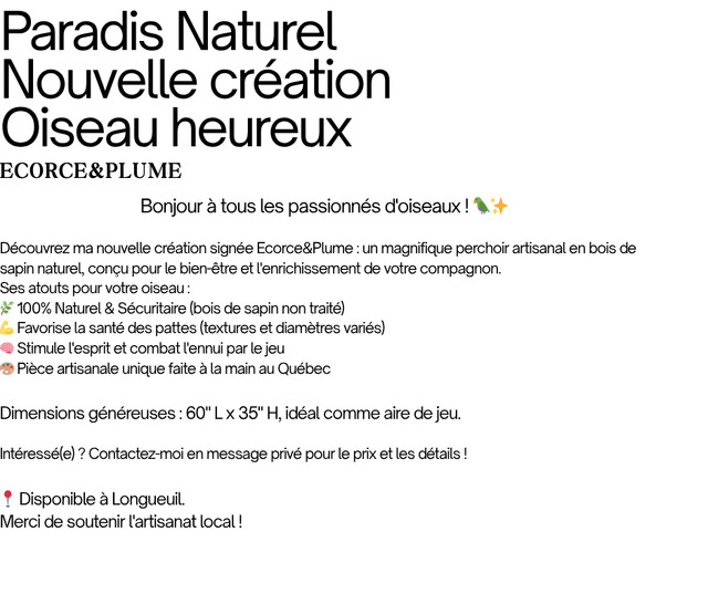 Perchoir Artisanal en Bois Naturel dans Objets gratuits  à Longueuil/Rive Sud - Image 3