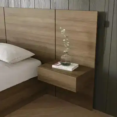 Set of 2 Nightstands - Headboard Extension Panel with drawer, View more