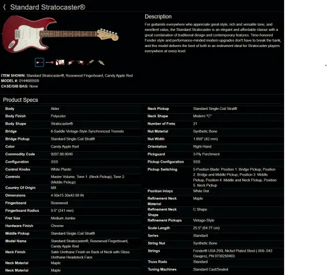 2015 MIM Fender Stratocaster - SSS, Candy Apple Red in Guitars in Hamilton - Image 4