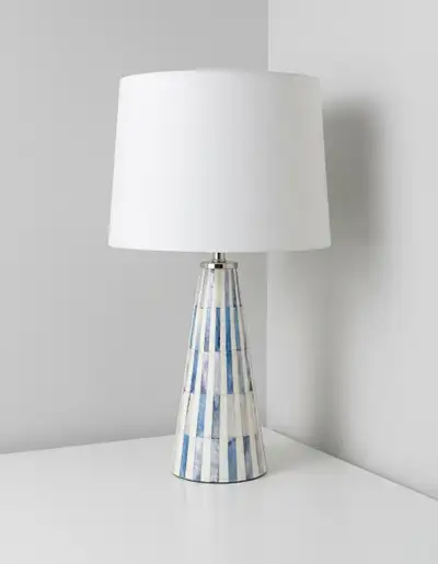 Blue and White Striped Table Lamp, View more